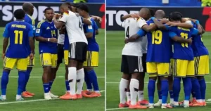 Jugadores de Curazao oran con los de Alemania tras perder 7-1